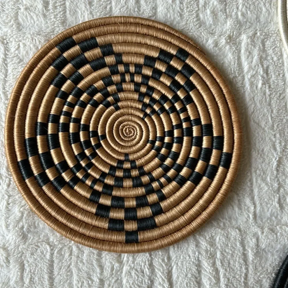 Set of 3 Round‎ African handwoven Binga wall decor plates